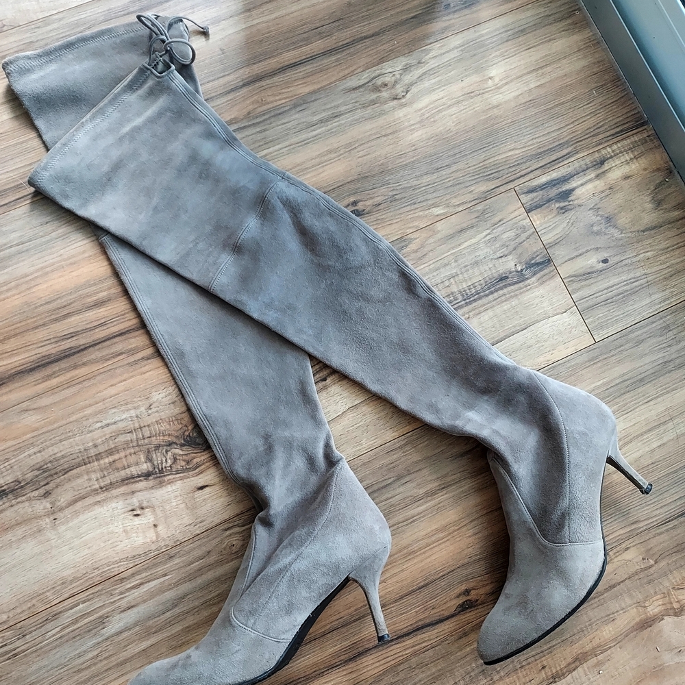 Stuart Weitzman Suede Gray Over-the-Knee Boots